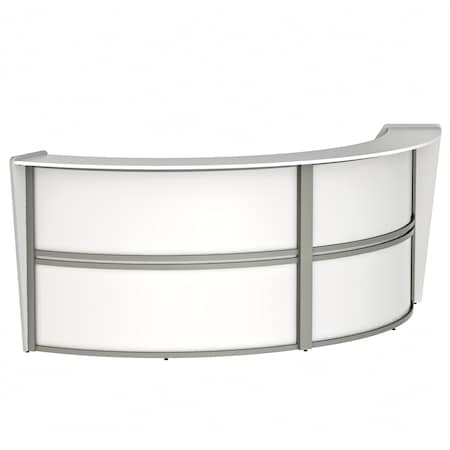 Linea Italia Curved Reception Desk with Counter, 2 Units, 124 inW x 49 inD, White ZUS296